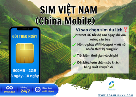 Sim Việt Nam (China Mobile)- Gói theo ngày