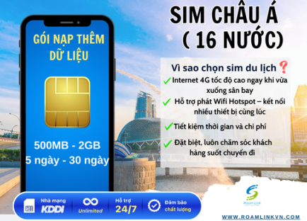 Sim Châu Á( 16 nước) : Gói nạp thêm dữ liệu