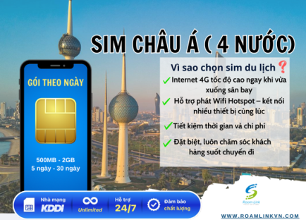 Sim Châu Á( 4 nước):  Gói theo ngày