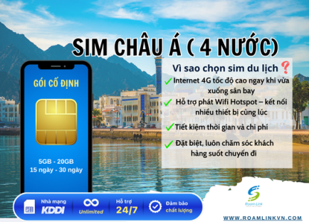 Sim Châu Á( 4 nước):  Gói cố định