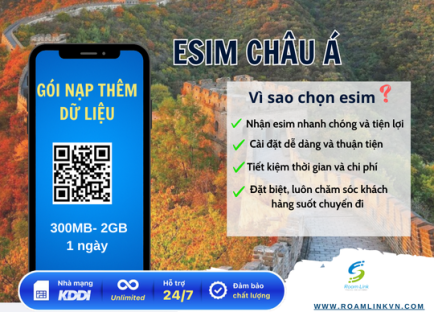 Esim Châu Á: Gói nạp thêm dữ liệu.
