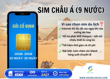 Sim Châu Á( 9 nước): Gói cố định