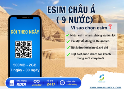 Esim Châu Á( 9 nước): Gói theo ngày 