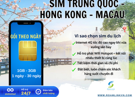 Sim Trung Quốc- Hongkong-Macau:Gói Theo Ngày