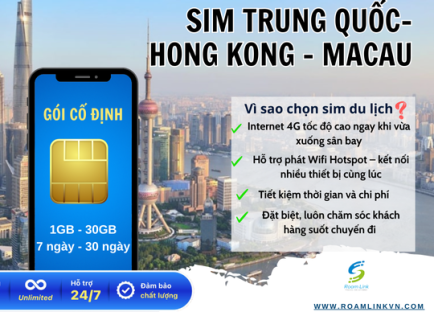 Sim Trung Quốc- Hongkong-Macau:Gói cố định