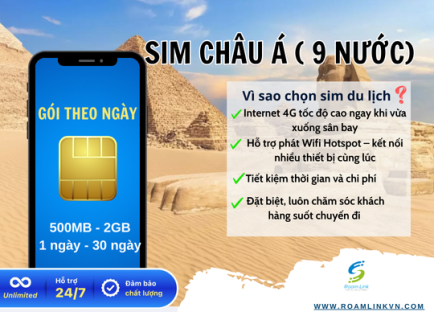 Sim Châu Á ( 9 nước): Gói theo ngày