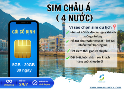 Sim Châu Á( 4 nước):  Gói cố định