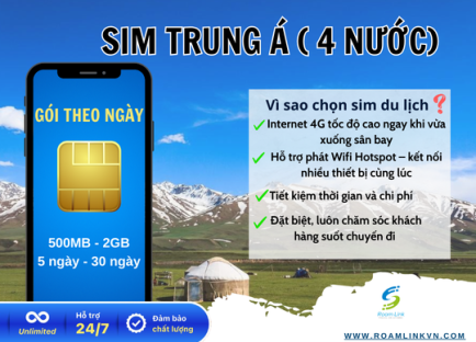 Sim Châu Á( 16 nước) : Gói theo ngày