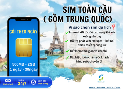 Sim Toàn cầu( gồm Trung Quốc): Gói theo ngày